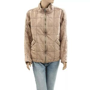 Free People Dolman Quilted Knit Jacket Top Oversized Zip-up Slouchy M 283673